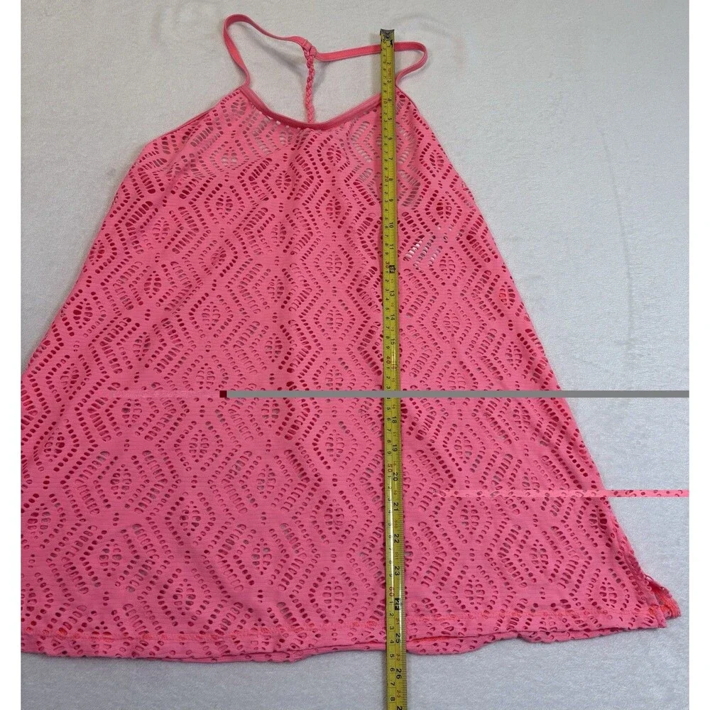 Gossip Girl L 14/16 Coral Pink Crochet Swim Cover Up Racerback Beach Dress